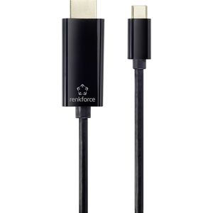 Renkforce USB-C / HDMI Adapterkabel USB-C stekker, HDMI-A-stekker 3.00 m Zwart UHD 4K @ 60 Hz RF-4531594 USB-C-displaykabel