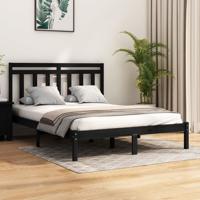 Bedframe massief hout zwart 140x190 cm
