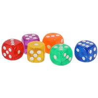 Gerimport Speelgoed spellen Dobbelstenen - multi kleuren - 18x stuks - kunststof