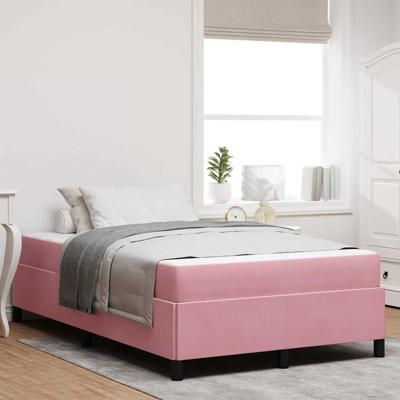 Bedframe met matras Roze en wit 120 x 190 cm Fluweel