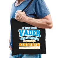 Trotse vader van geweldige kinderen cadeau tas zwart voor heren   - - thumbnail