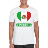 Mexico hart vlag t-shirt wit heren