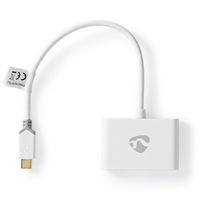 Nedis CCBW65960WT02 USB-kabel 0,2 m USB 3.2 Gen 1 (3.1 Gen 1) USB C 2 x USB A Wit - thumbnail