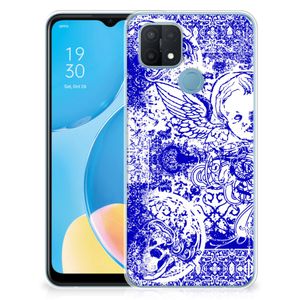 Silicone Back Case OPPO A15 Angel Skull Blauw