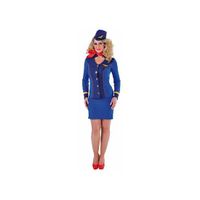 Blauw stewardessen uniform voor dames 40 (L)  - - thumbnail