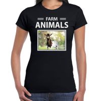 Geiten t-shirt met dieren foto farm animals zwart voor dames