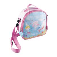 Kleine koeltas voor lunch wit/roze met zeemeerminnen print 9 x 22 x 22 cm 4 liter