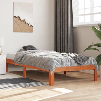 Bedframe zonder matras massief grenenhout wasbruin 90x200 cm