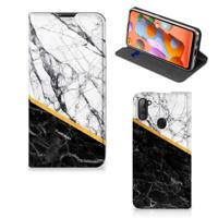 Samsung Galaxy M11 | A11 | Standcase | Marmer Wit Zwart - Origineel Cadeau Man