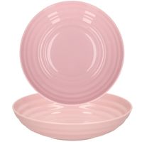 Rond bord/camping - 8x - diep bord - D19 cm - oud roze - kunststof - onbreekbaar - thumbnail