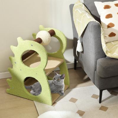 2-Traps Moderne Krabpaal voor Huiskatten Schattige Dinosaurussvormige Katten Toren Groen