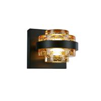 Highlight WandlampDynasty zwart met amber glas - W3508.28