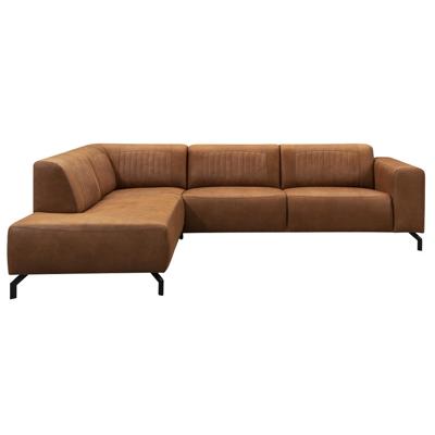 Leen Bakker - Hoekbank Otis Links - Kastanje - Microleer - Bruin - 210x276x77 Cm