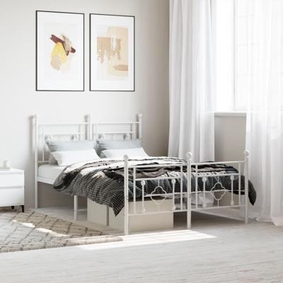 Bedframe met hoofd- en voeteneinde metaal wit 120x200 cm