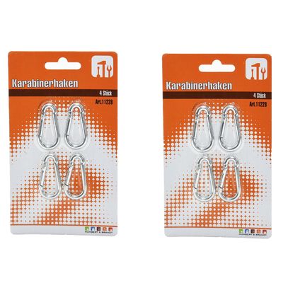 8x stuks karabijnhaak / karabijnhaken aluminium 4 cm