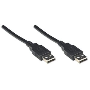 Manhattan USB-kabel USB 2.0 USB-A stekker, USB-A stekker 1.80 m Zwart UL gecertificeerd, Vergulde steekcontacten 306089