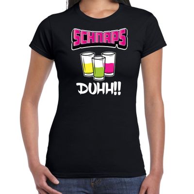 Apres ski t-shirt voor dames - schnaps - zwart - apres ski/wintersport - skien