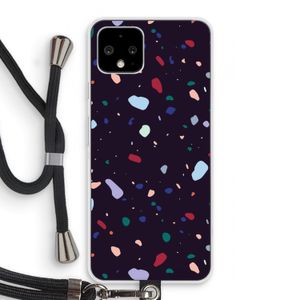 Dark Rounded Terrazzo: Pixel 4 Transparant Hoesje met koord