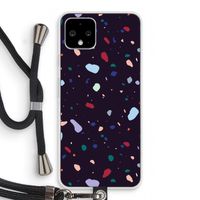 Dark Rounded Terrazzo: Pixel 4 Transparant Hoesje met koord