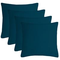Stof Textile sierkussen Nelson - 4x - petrol blauw - 60 x 60 cm - bank kussens - polyester