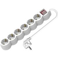 VALUE 6-voudige stekkerdoos met schakelaar, wit, 1,5 m