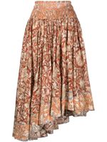 ZIMMERMANN jupe asymétrique mi-longue à fleurs - Orange