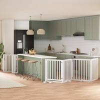 Hondenhek inklapbaar met deur 12 panelen 960cm populierhout wit