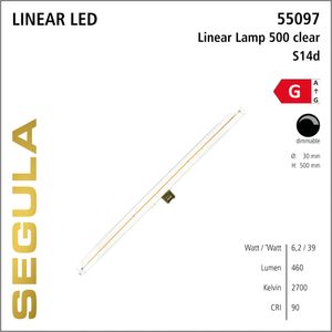 LED lamp Linear clear S14d 6,2W 500mm 2700K 460lm filament Segula dimbaar 55097