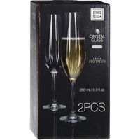 8x Champagneglazen/flutes 26 cl/260 ml van kristalglas - thumbnail