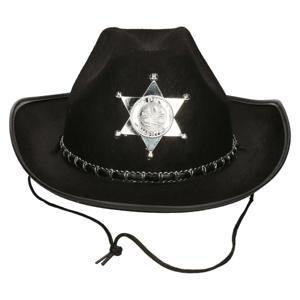 Carnaval verkleed Cowboy hoed Kentucky - zwart - kinderen - Western Sheriff thema