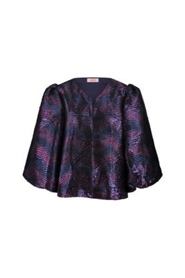Eliza wave jacquard top - dark blue/ vintage berry - 13394