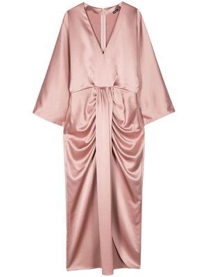 Kiton robe en satin à col v - Rose