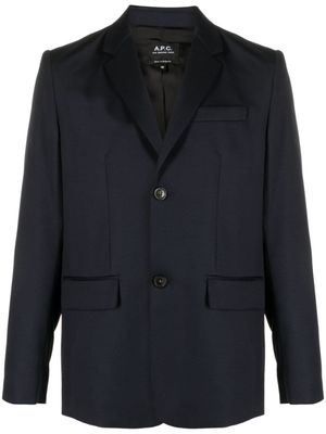 A.P.C. blazer en laine à simple boutonnage - Bleu