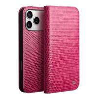 Qialino iPhone 17 Pro hoesje - Leren bookcase - Croco Roze Qialino iPhone 17 Pro hoesje - Leren bookcase - Croco Roze