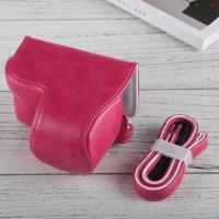 Full Body camera PU lederen draagtas met riem voor Sony A6000/A6300/Nex 6 (magenta)