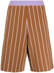 Zegna stripe-pattern cashmere shorts - Marron