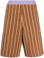 Zegna stripe-pattern cashmere shorts - Marron - thumbnail