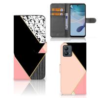Motorola Moto G53 | Book Case | Zwart Roze Vormen