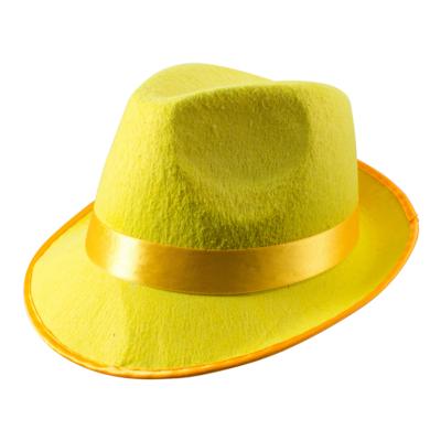 Folat Trilby hoed - neon geel - voor volwassenen - carnaval - verkleden