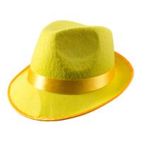 Folat Trilby hoed - neon geel - voor volwassenen - carnaval - verkleden Folat Trilby hoed - neon geel - voor volwassenen - carnaval - verkleden
