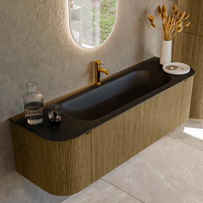 Badmeubel Mondiaz Kurve | 150 cm cm | Meubelkleur Dusk | Wastafelkleur Urban | Solid surface | Wasbak midden spoelbak | 1 kraangat