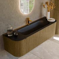 Badmeubel Mondiaz Kurve | 150 cm cm | Meubelkleur Dusk | Wastafelkleur Urban | Solid surface | Wasbak midden spoelbak | 1 kraangat