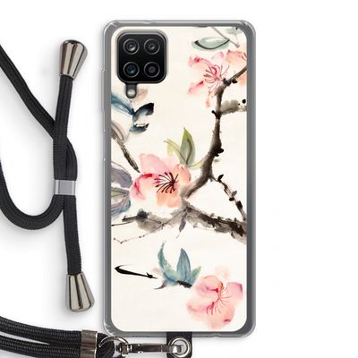 Japanse bloemen: Samsung Galaxy A12 Transparant Hoesje met koord