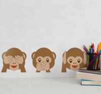 Tienerkamer muursticker apen emojis - thumbnail