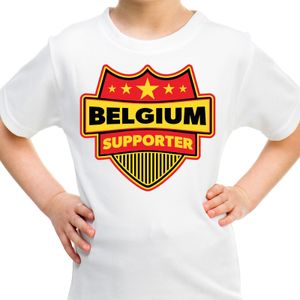 Belgie / Belgium schild supporter t-shirt wit voor kinderen