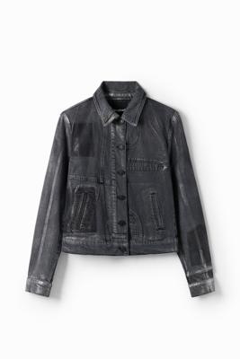 Metallic denim truckerjack - BLACK - XL