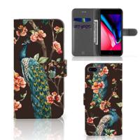 Apple iPhone 7 Plus | 8 Plus | Telefoonhoesje | Met pasjeshouder | Pauw met Bloemen