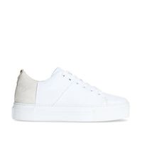 Manfield leren plateau sneakers wit - thumbnail