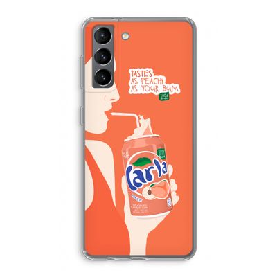 Peach please!: Samsung Galaxy S21 Transparant Hoesje