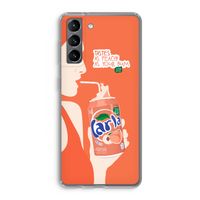 Peach please!: Samsung Galaxy S21 Transparant Hoesje